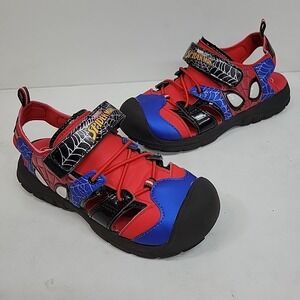 Spider Man Kids Beach Sandals Sz 13 By Marvel With LED Lights HOOK & Loop Comfy